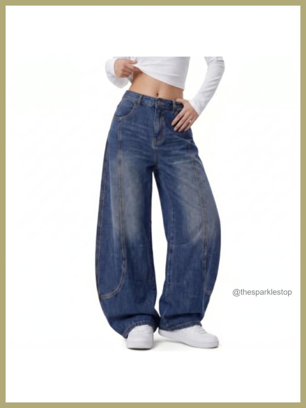 High Waisted Barrel Jeans Baggy Wide Leg Denim Streetwear